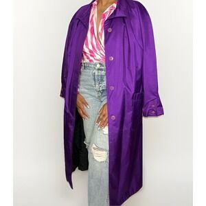 Lord & Taylor Vtg Woman's‎ Purple Trench Coat Sz 12 Feminine Statement Piece
